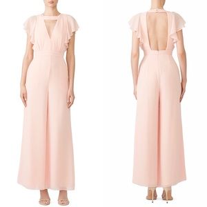 Fame & Partners The Celio women’s pink ruffle wide leg jumpsuit size 0 XXS